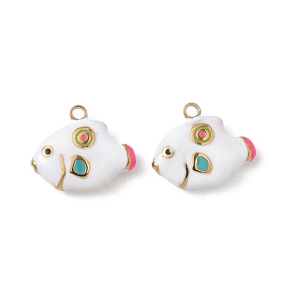 304 прелести нержавеющей стали, с эмалью, ионное покрытие (ip), очарование рыбы, реальный 18 k позолоченный