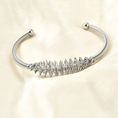 304 открытые браслеты-манжеты из нержавеющей стали, браслеты из проволоки для женщин