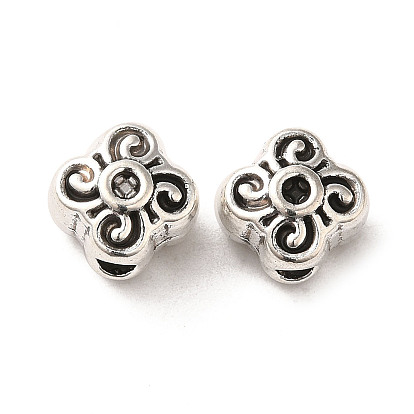 Tibetan Style Alloy European Beads, Cadmium Free & Lead Free, Flower Shape