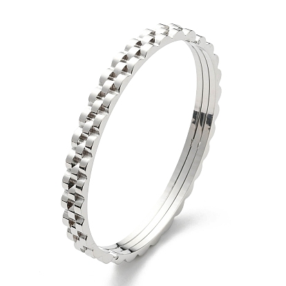 304 Stainless Steel Wave Hinged Bangle for Women