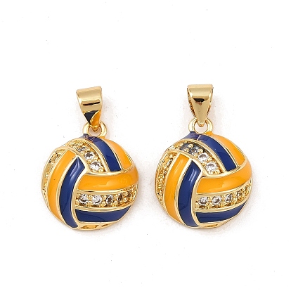 Кулоны с фианитами из латуни, волейбольные прелести, без свинца и без кадмия, долговечный, стойки покрытие