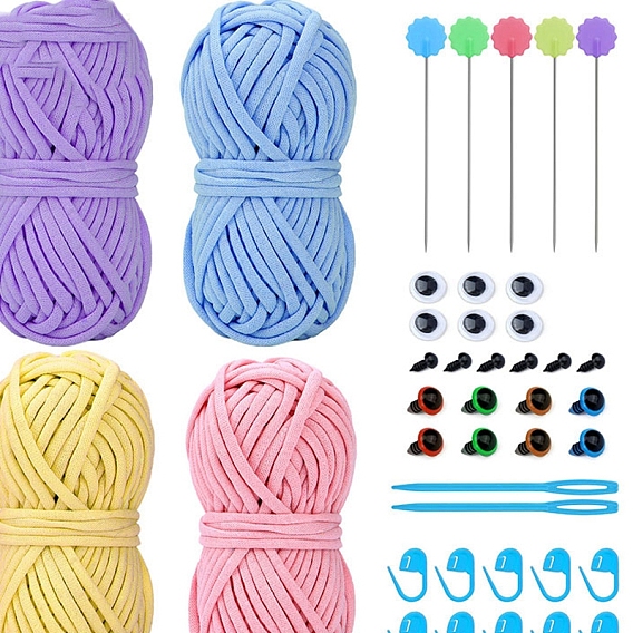 Набор инструментов для вязания своими руками, с хлопковой пряжей для наполнения сердцевины, маркером петель и иглой, для пледов подушки поделки из пряжи крючком