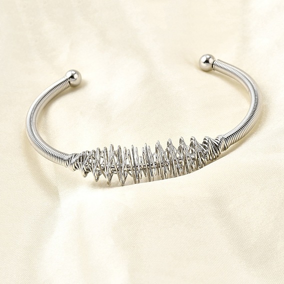 304 открытые браслеты-манжеты из нержавеющей стали, браслеты из проволоки для женщин