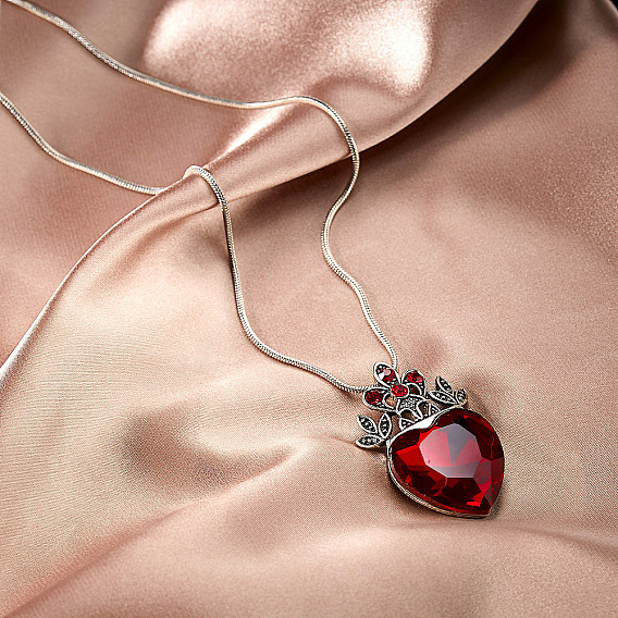 Латунные ожерелья с подвеской в виде сердца из стекла и паве, ожерелья из сплава цепочек для женщин, платина