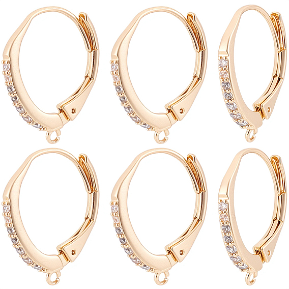 10шт. латунная фурнитура для сережек с кубическим цирконием, с петлей