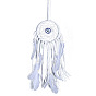 Cotton and linen Woven Net/Web with Feather Wall Hanging Decoration, Glass Evil Eye and Wooden Bead Pendant Decorations