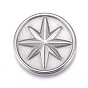 304 Stainless Steel Cabochons, Fit Floating Locket Charms, Flat Round with Eight Pointed Star