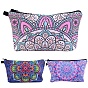 3Pcs 3 Style Polyester Tarp Zip Cosmetic Pouches, Rectangle with Flower Pattern