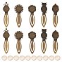 10Pcs Zinc Alloy Bookmark Cabochon Settings, Antique Bronze, with 10Pcs Iron Brooch Sieve Findings