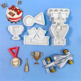 DIY Cake Decoration Silicone Molds, Fondant Molds, Resin Casting Molds, for Chocolate, Candy, UV Resin & Epoxy Resin Craft Making, Medal/Sports Car/Flag/Trophy