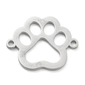 304 Stainless Steel Hollow Connector Charms, Paw Print Links
