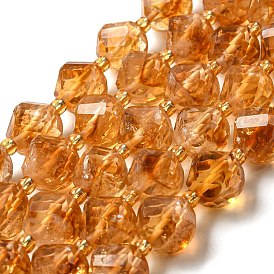 Natural Citrine Beads Strands, with Seed Beads, Faceted Twist