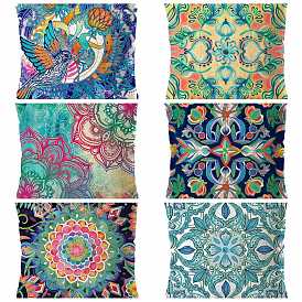 Polyester Pillow Covers, Mandala Pattern Cushion Cover, for Couch Sofa Bed, Square, without Pillow Filling