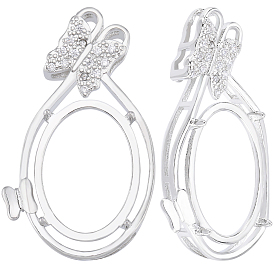 4шт. латунная корзина подвеска кабошон оправы с креплением зубцами, овальные с бабочкой