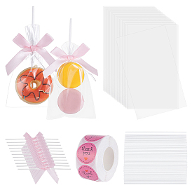 Наборы для изготовления конфетных мешочков своими руками, включая бант из полиэстера, пластиковая палочка от леденца, OPP мешки целлофана, самоклеющиеся бумажные наклейки