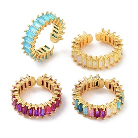 Прямоугольное латунное кольцо с микро-паве и кубическим цирконием, открытое кольцо-манжета для женщин, золотые