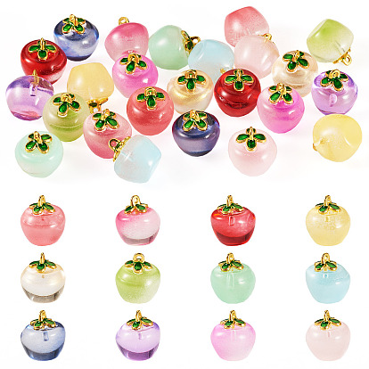 24 шт. 12 Цвета: прозрачное стекло, подвески в виде яблок, с эмалью, спекающийся лак