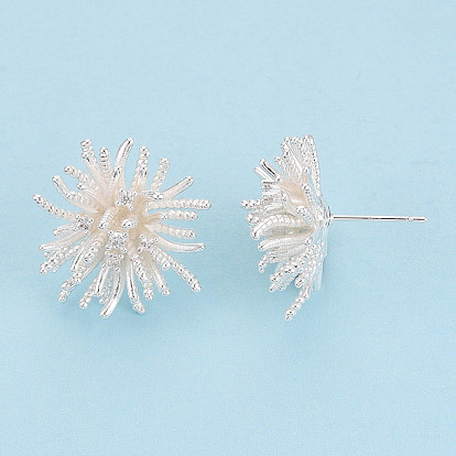 Серьги-гвоздики из латунного микро-паве, цветок