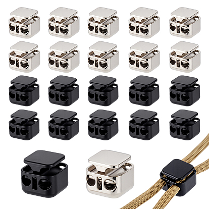 24 шт. 2 цвета цинковый сплав шнур замки, квадратный