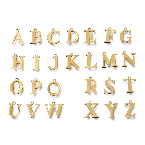 Ion Plating(IP) 304 Stainless Steel Charms, Laser Cut, Alphabet