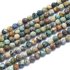 Natural Chrysocolla Beads Strands, Round, Faceted