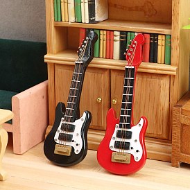 Wood Guitar Miniature Ornaments, Micro Landscape Home Dollhouse Accessories, Pretending Prop Decorations