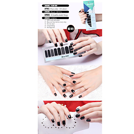 Glitter Solid Color Nail Polish Strips Stickers, with Nail File and Alcohol Pad, for Women Girls DIY Nail Art