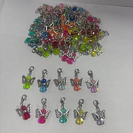 60 piezas 10 colores ángel acrílico colgante decoración, con broches de langosta de la aleación de la garra