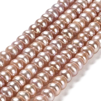 Natural Cultured Freshwater Pearl Beads Strands, Grade 5A, Rondelle