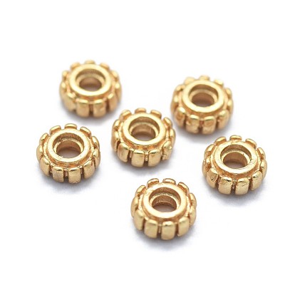 Brass Spacer Beads, Long-Lasting Plated, Flat Round