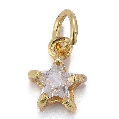 Micro cuivres ouvrent pendentifs zircone cubique, plaqué longue durée, avec des anneaux de saut, or, étoiles