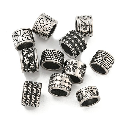 316 бусины из хирургической нержавеющей стали с большими отверстиями, текстурированная колонка