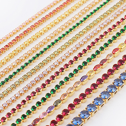 Colorful Zircon Necklace Bracelet Set - Vintage European and American Style, Box Chain.