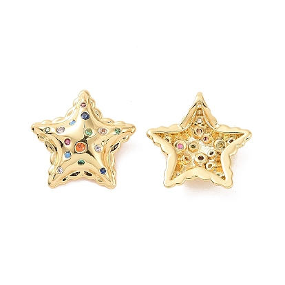 Star Brass Micro Pave Colorful Cubic Zirconia Charms, Cadmium Free & Nickel Free & Lead Free