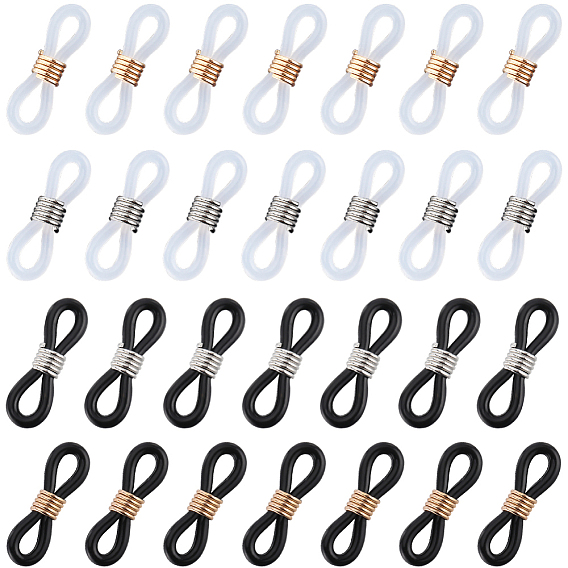 120шт 4 цвета силиконовые очки цепочки петли концы, держатели цепных петель с железными фурнитурами, регулируемый фиксатор цепочки, аксессуары для очков