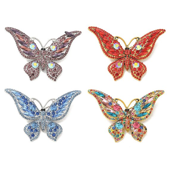 Броши-бабочки из цинкового сплава со стразами, для рюкзака с одеждой