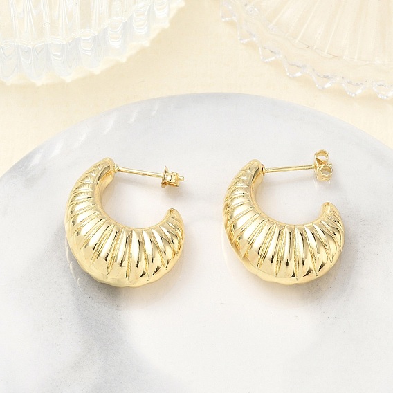 Brass Stud Earrings for Women, Half Hoop Earrings