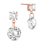 925 Sterling Silver Dangle Stud Earrings, with AAA Cubic Zirconia
