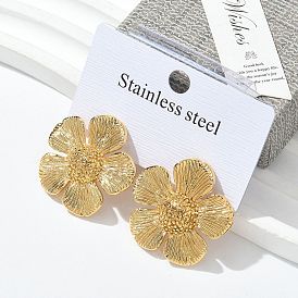 304 серьги-гвоздики из нержавеющей стали для женщин, цветок