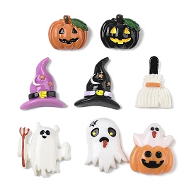 Кабошоны из непрозрачной смолы на тему Хэллоуина, разнообразные