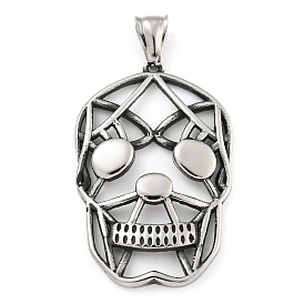 Halloween 304 Stainless Steel Pendants, Skull Charm