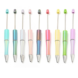 UV Plated Plastic Ball-Point Pen, Beadable Pen, for DIY Personalized Pen with Jewelry Beads