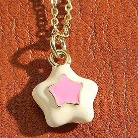Colliers avec pendentif étoile en laiton et émail pour femmes, or