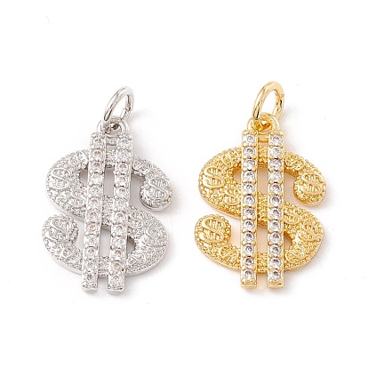 Латунные микропаве прозрачные подвески с фианитом, с прыжковых колец, без кадмия и без свинца, долговечный, доллар