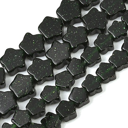 Cuentas sintéticas goldstone verdes hebras, estrella