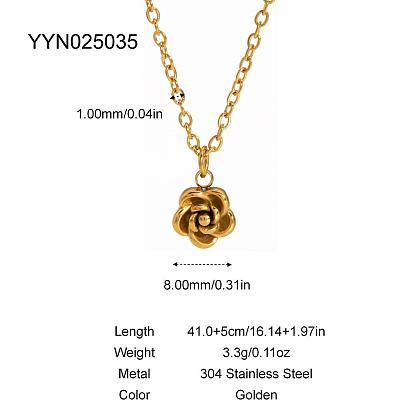 304 женские ожерелья с подвесками в виде роз из нержавеющей стали, золотые