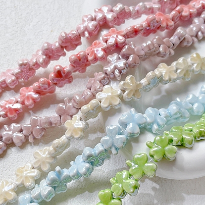 Porcelain Beads, Pearlized, Shamrock for Saint Patrick's Day