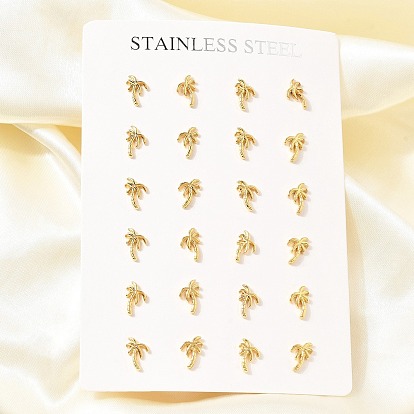 304 Stainless Steel Stud Earrings for Women, Coconut Tree