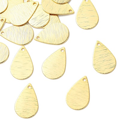SHEGRACE Brass Pendants, Teardrop Charms, Stamping Blank Tag, Brushed Finish, Cadmium Free & Lead Free & Nickel Free