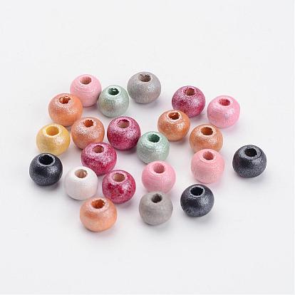 Natural Wood Beads, Spary Painted Wooden Spacer Beads for Jewelry Making, Lead Free